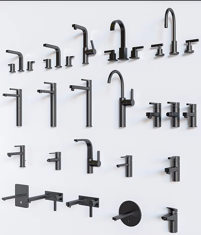 Various Modern Faucet Designs in Different Styles for Kitchen and Bathroom 3d model