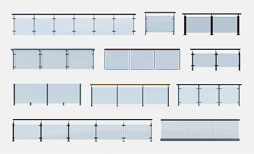 Modern Guardrail Glass Railing Guardrail 3d model