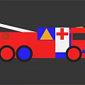 Colorful Fire Truck Shaped Kids Furniture With Ladder And Wheel Details