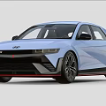 Light Blue Modern Hatchback Car With Black Rims Red Accents And Sporty Design