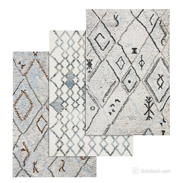 Square Rugs With Geometric Patterns In Neutral Tones For Stylish Home Decor 3d model