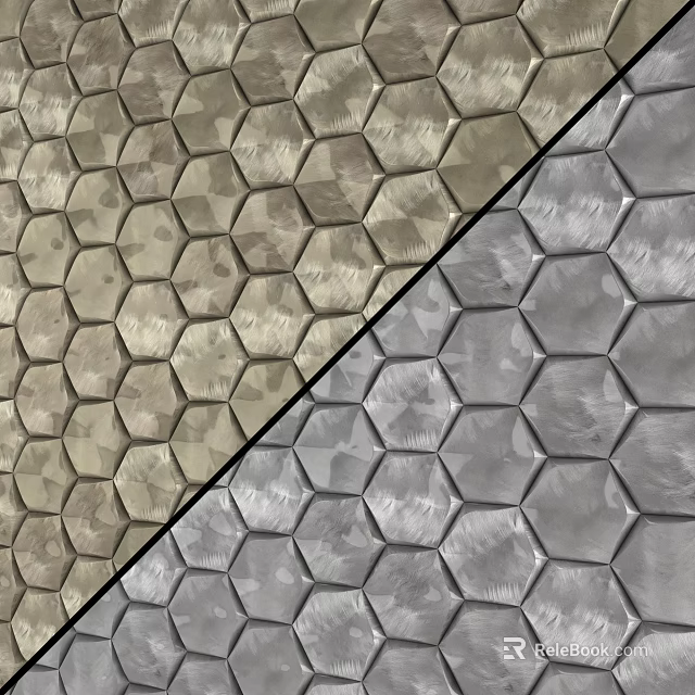 Hexagonal Architectural Wall Tiles In Beige And Gray Textured Pattern Design 3d model 