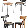 Modern Dining Chairs With Wooden Backrests Metal Legs And Leather Woven Seats