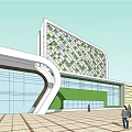 Xinyang Bus Station Modern Building Exterior Design With Square Pedestrians And White Decorative Structures