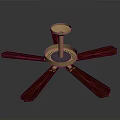 Decorative Electric Ceiling Fan with Wooden Blades and Golden Center