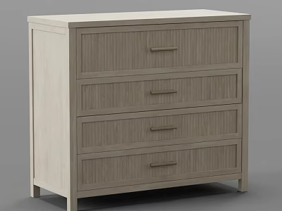 Modern Light Wood Chest of Drawers with Four Drawers and Metal Handles 3d model