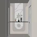 Cream Log Wind Warm Color Style Light Belt Corridor End View Entrance 3d model