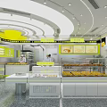 Bright Modern Dessert Shop Interior Featuring Display Cases With Fresh Cakes Macarons And Pastries