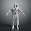 Game And Movie Character With White Cloak Yellow Accents And Circular Chest Emblem