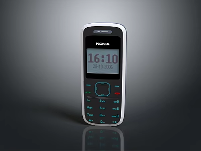 Nokia Classic Computer With Keypad Screen Displaying Time And Date Function 3d model
