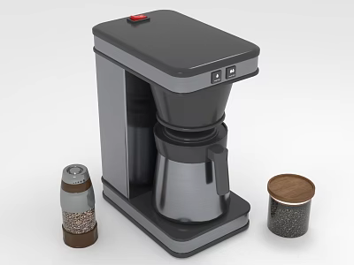 Black And Silver Kitchen Coffeemaker With Coffee Bean Storage Containers 3d model
