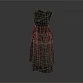 Sleeveless Layered Dark Gray Dress With Tulle Fabric And White Stripe Details
