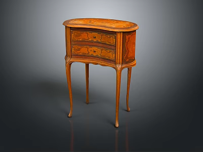 Antique Wooden Side Table With Curved Legs Single Drawer And Intricate Wood Grain 3d model