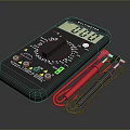 High Precision Digital Multimeter With Clear Display Red Black Test Leads And Function Dial 3d model
