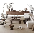 Sofa coffee table combination 3d model