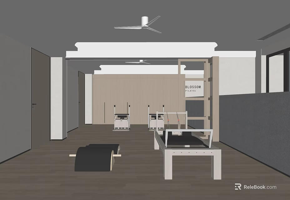 Modern Fitness Studio Interior With Training Equipment And Workout Space 3d model 