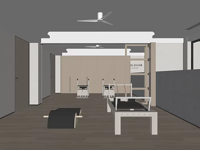 Modern Fitness Studio Interior With Training Equipment And Workout Space 3d model