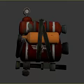 Practical Household Backpack Style Tool With Red Canisters Orange Parts Black Straps And Green Ends