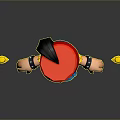 Cartoon Style Man In Yellow Outfit Red Tall Hat Blue Bearded Face Holding Two Daggers