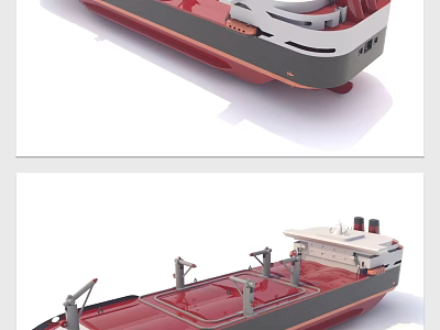 3D Rendering Of Large Cargo Ship With Cranes 3d model