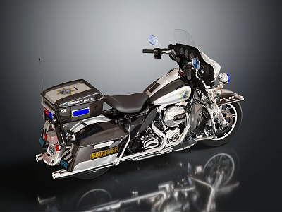 Classic Black And White Motorcycle With Storage Box And Chrome Accents 3d model