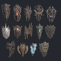 Various Intricate Shield Designs With Decorative Patterns And Unique Shapes