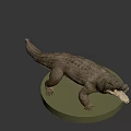 Game Movie Character Crocodile 3D Model With Green Base And Gray Background