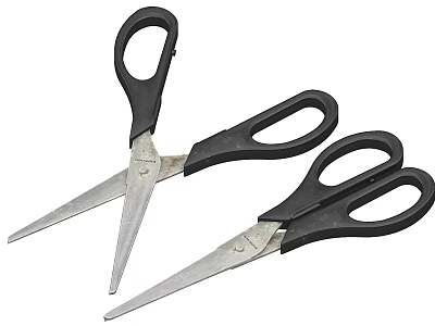 Practical Hardware Tools Scissors with Black Handles and Sharp Metal Blades 3d model