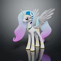 White Alicorn Game Character With Gradient Blue Purple Mane Tail White Wings And Golden Decorations