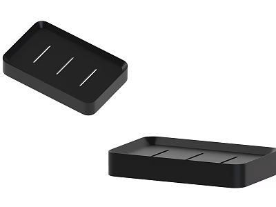 Two Practical Black Rectangular Grooved Soap Dishes For Daily Bathroom Use 3d model