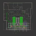 Modern Shopping Mall Interior With People Walking Resting Green Plants Geometric Ceiling Lights And Shops