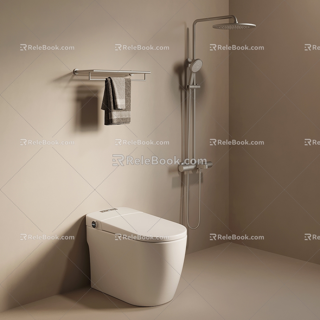 Modern Toilet Towel Rack Shower Bathroom Supplies 3d model