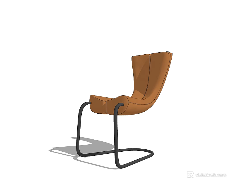 Modern Brown Leather Office Chair With Black Metal Frame And Streamlined Design 3d model 