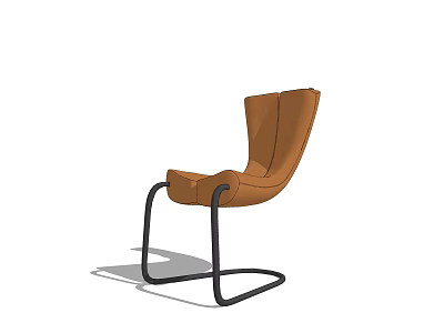Modern Brown Leather Office Chair With Black Metal Frame And Streamlined Design 3d model