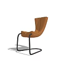 Modern Brown Leather Office Chair With Black Metal Frame And Streamlined Design