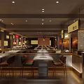 Modern Restaurant Interior Featuring Arranged Dining Tables Comfortable Chairs Warm Lighting And Wall Art