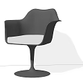 Modern Black Dining Chair With Smooth Surface White Cushion Curved Armrests And Pedestal Base