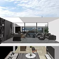 Birds Eye View Interior Layout With Modern Design And Functional Living Dining Zones