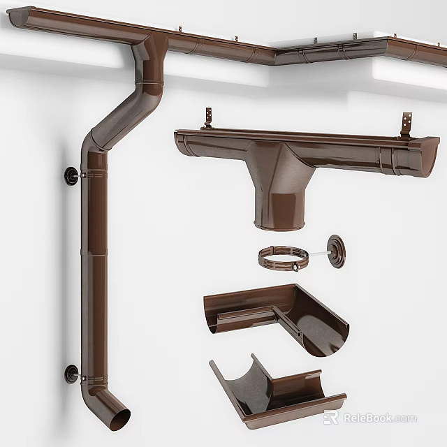 Brown Radiator Pipes with Fittings Brackets and Connectors for Home Use 3d model 