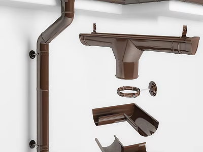 Brown Radiator Pipes with Fittings Brackets and Connectors for Home Use 3d model