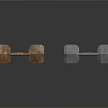 Various Sizes And Colors Fitness Dumbbells With Gray And Rusty Brown On Dark Background