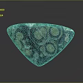 Triangular Teal Green Stone Decorative Piece With Circular Patterns And Natural Texture