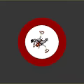 3D Render Pink Circular Base With White Platform Inverted Female Figure Black Object Orange Ropes