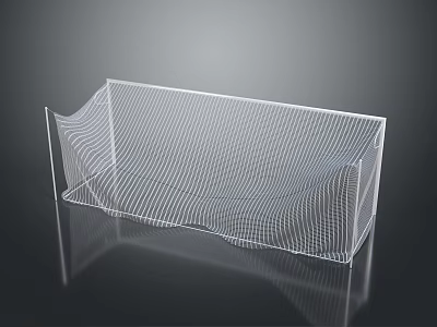 Transparent Equipment Structure With Curved Wave Lines And Reflective Surface 3d model