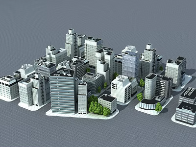 Aerial Planning of Modern City With High Rise Buildings Green Spaces and Road Layout 3d model