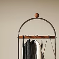 Modern Minimalist Clothes Racks With Metal Frame Wooden Base Hanging Clothes Bags And Shoes
