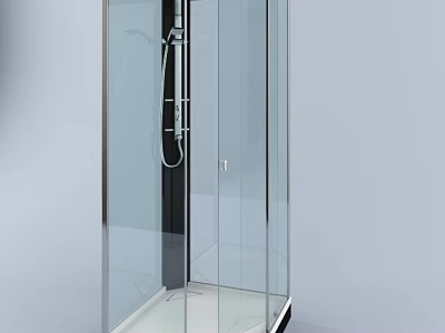 Modern Shower Sauna Interior With Glass Enclosure And Stainless Steel Fixtures 3d model