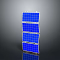 Multiple Blue Solar Panels Arranged Vertically With Reflection On Gray Background
