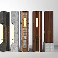 Five Decorative Columns With Stone Wooden Materials And Integrated Lighting Designs 3d model