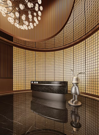 Modern Front Desk Lobby Reception Desk 3d model